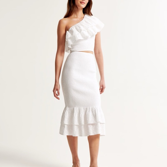 Abercrombie & Fitch | Skirts | Af Set Smocked Eyelet Ruffle Midi  display picture 1